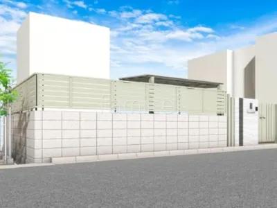 ブロック積　目隠しフェンス