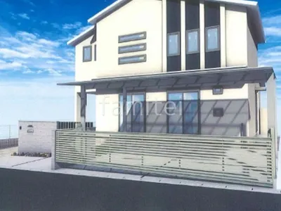 平板のアプローチがモダンな雰囲気の新築シンプル セミクローズ外構