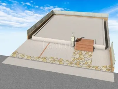 土間コンクリート　レンガ目地　機能門柱