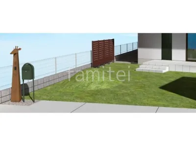 機能門柱　天然芝　目隠しフェンス