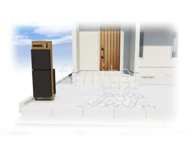 車止めと機能門柱で日常の利便性を向上した新築ナチュラル オープン外構