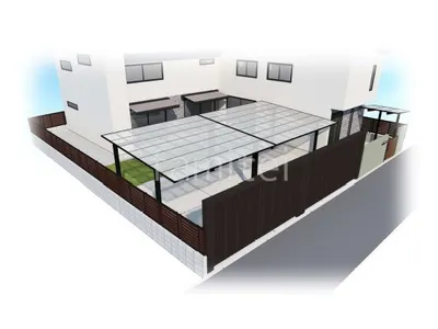 2台用カーポート 土間コンクリート ガレージシャッター