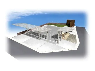 1.5台用カーポート　サイクルポート　土間コンクリート