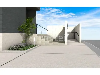 花壇　ポール照明　手すり