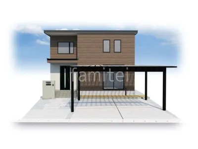 塗り壁門柱と花壇で彩りのある新築ベーシック オープン外構