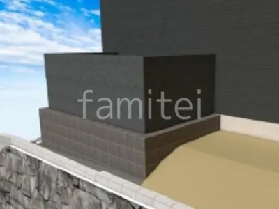 タイルデッキ　ブロック積　塗り壁仕上げ