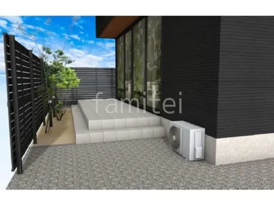 目隠しフェンス　タイルデッキ