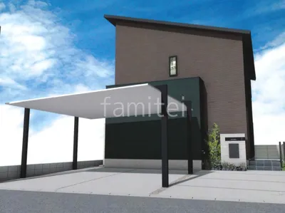 モノトーンで統一した新築シンプル オープン外構