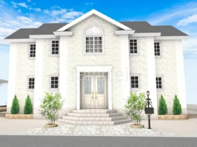 白い乱形石が明るく華やかな新築ナチュラル オープン外構