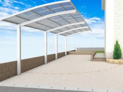 土間コンクリート　縦2台用カーポート