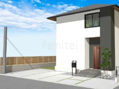 人工芝とウッドデッキでリラックスする新築ベーシック オープン外構