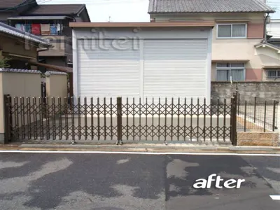 営繕工事　境界フェンス　伸縮門扉