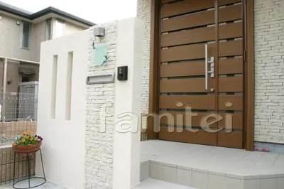 タイル門柱　埋込み式口金ポスト