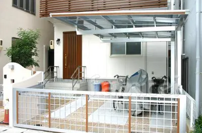 駐車場ガレージ屋根 三協立山アルミ 木製調マイリッシュデラックス1台