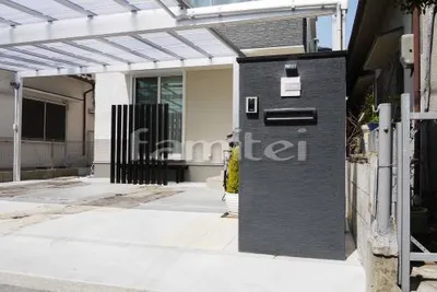 塗り壁門柱　四国化成ニュー美ブロ　/　郵便受け　口金ポスト　エクスポストS-1型