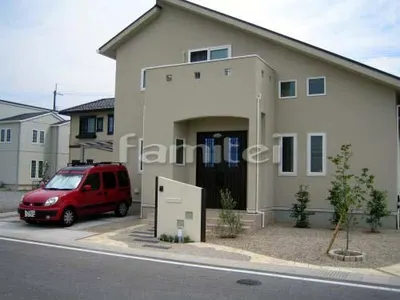 アプローチ 洗い出し乱形石仕上げ