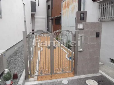 化粧ブロック門柱 アルミ鋳物門扉 LIXIL TOEX フェスタA