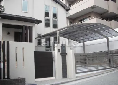 モダンタイル門柱 木製調アルミ材プランパーツ