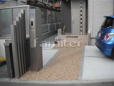 アプローチ 樹脂洗い出し 縁ピンコロ