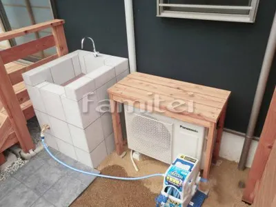 外部タイル流し台