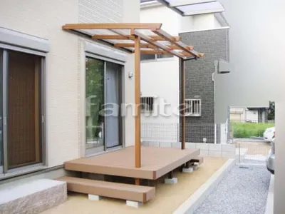 木製調テラス屋根1階 三協ナチュレ(パーゴラ風)　ウッドデッキ LIXIL(リクシル)樹の木