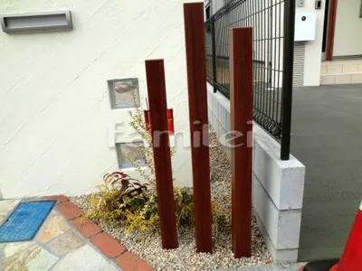 門柱まわり デザイン角柱 木調アルミ角材