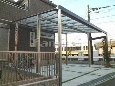 カーポート 三協アルミ マイリッシュOK(スカイリード) 奥行勾配 横2台用(ワイド ツイン) F型フラット屋根