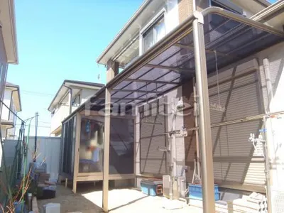 目隠しサンルーム レギュラーテラス屋根 竿掛け吊り下げ式