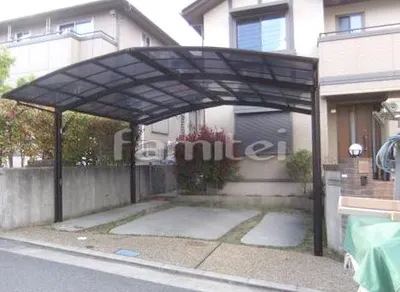 カーポート プライスポート2台ワイド 折りたたみ竿掛け