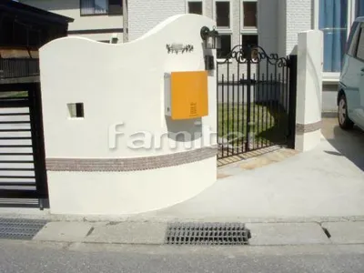 洋風門柱 塗り壁 壁タイル スクエアストーンモザイク TOYO