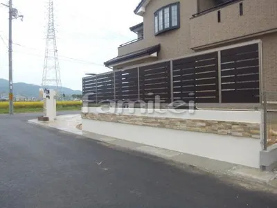 目隠しフェンス塀 LIXILリクシル セレビューフェンスRP3型 新日軽 塗り壁 エスケー化研 ベルアート塗装 石貼り ユニソン パイルストーン ナチュラルブラウン