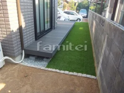 犬走り ウッドデッキ LIXILリクシル 樹ら楽(きらら)ステージ 人工芝敷き