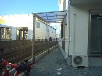 自転車バイク屋根 フラットテラス屋根 1階用 F型 特殊加工 斜めカット