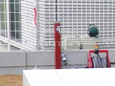 立水栓 ユニソン スプレスタンド ダークレッド 蛇口2個シルバー