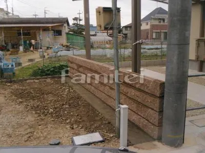 外構1次工事 化粧ブロック塀積み