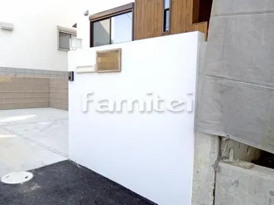 ホワイト門柱 塗り壁 アイカ工業 ジョリパット塗装