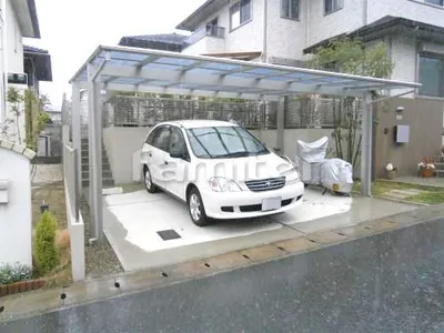 カーポート YKKAP エフルージュグラン 横2台用(ワイド ツイン) F型フラット屋根