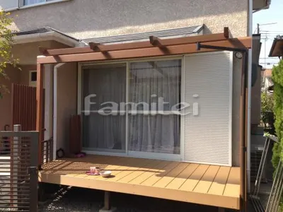 フル木製調テラス屋根(パーゴラ風) 三協アルミ ナチュレ 1階用 F型フラット屋根