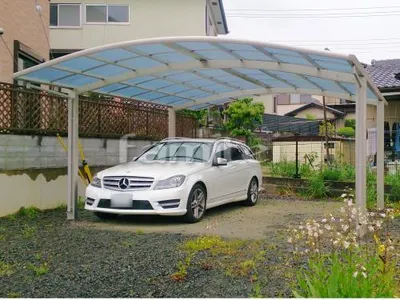 カーポート YKKAP レイナポートグラン 横2台用(ワイド ツイン) R型アール屋根