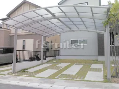 カーポート YKKAP レイナポートグラン 横2台用(ワイド ツイン) R型アール屋根