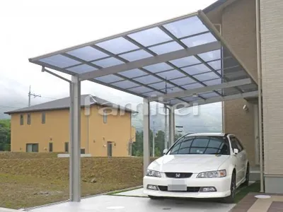 カーポート YKKAP エフルージュグラン 縦1.5台用(1台+延長 縦連棟) F型フラット屋根