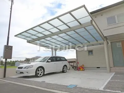 カーポート YKKAP エフルージュEX 横2台用(ワイド ツイン) F型フラット屋根 後柱仕様