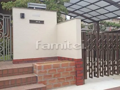 門柱 塗り壁 吹付塗装 塗り替え