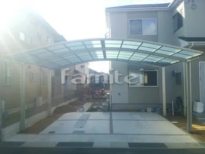 カーポート YKKAP レイナポートグラン 横2台用(ワイド ツイン) R型アール屋根