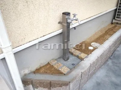 洗い場 ピンコロ囲い水受け(パン) 土間モルタル仕上げ