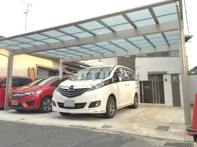 カーポート YKKAP エフルージュグラン 横3台用(ワイド トリプル) F型フラット屋根