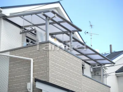 ベランダ屋根 フラットテラス屋根 2階用 F型 物干し