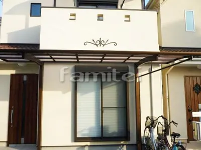 自転車バイク屋根 YKKAP レイナポートREグラン カーポート1台用(単棟) R型アール屋根 前下がり 逆勾配