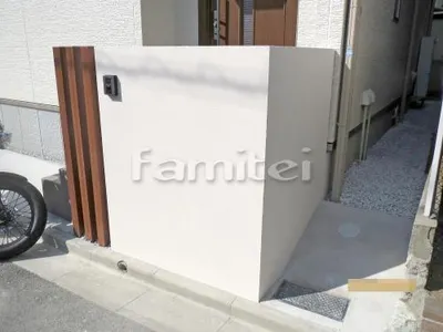 ホワイト門柱 塗り壁 アイカ工業 ジョリパット塗装 T1701 木製調デザインアルミ角柱 プランパーツ 角材