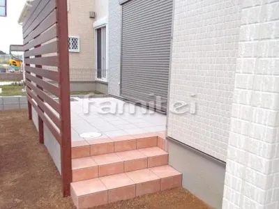 タイルデッキ300角 階段ステップ2段 木製調目隠しフェンス塀 ナチュラルウッド プランパーツ アルミ平板 木目調ウォール